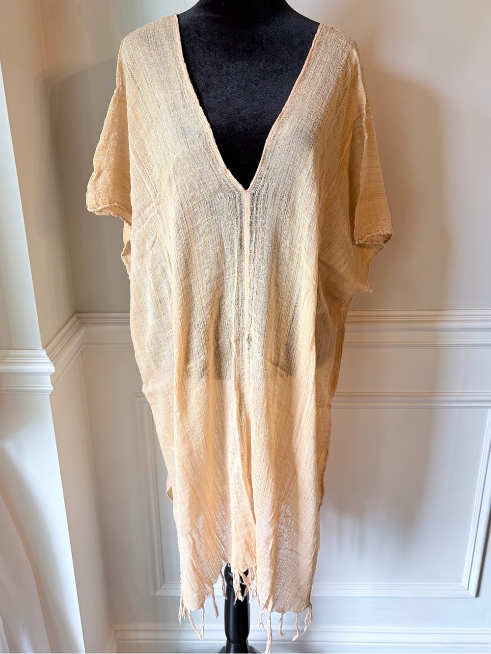 Monserat De Lucca V-Neck Cotton Kaftan Tunic Dress